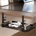 Under-desk cable basket mounted under a desk