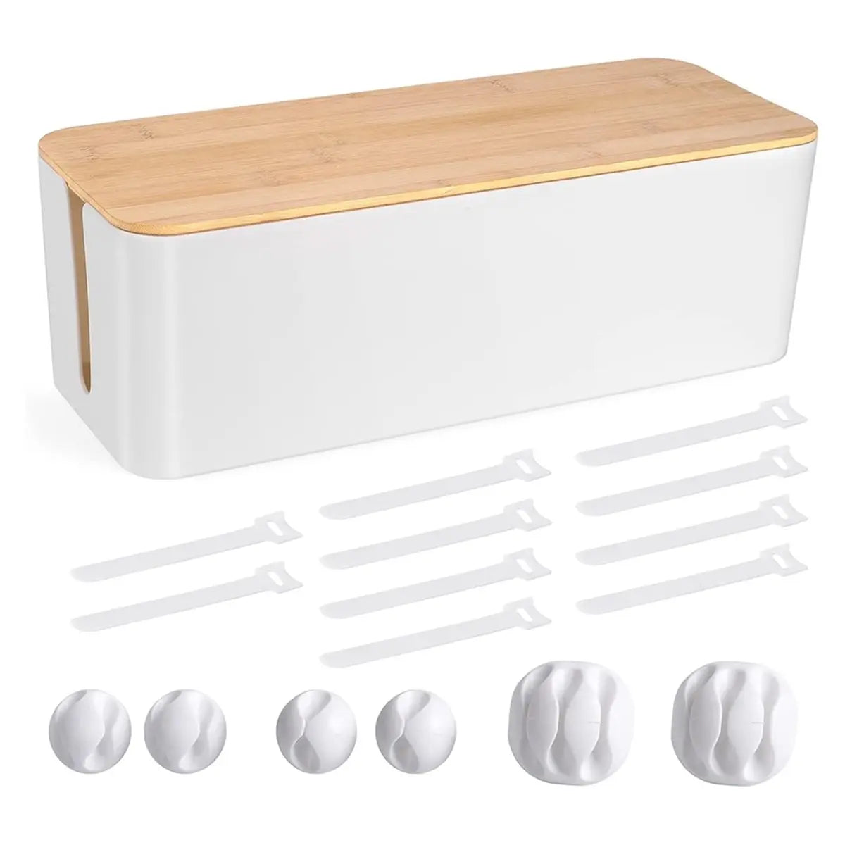 Cable box with wooden lid